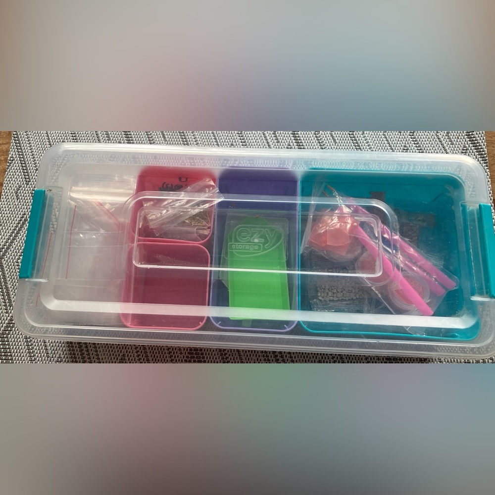 Colorful Storage Box with Compartments with diamonds painting supplies